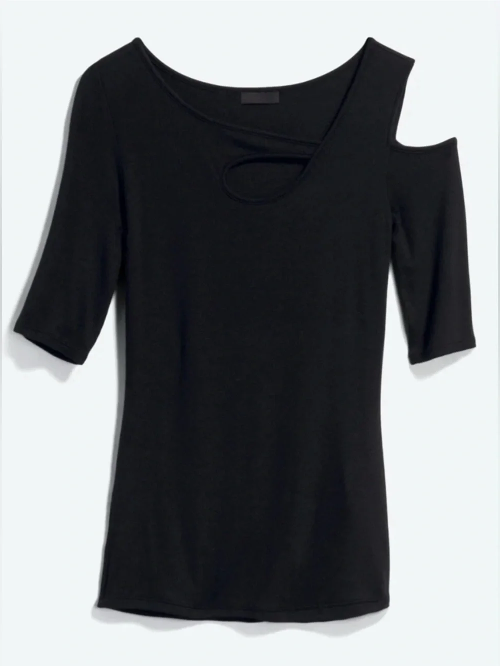 Goldray Asymmetrical Cold Shoulder Ribbed Top NWOT - Picture 5 of 6